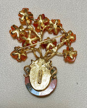 Load image into Gallery viewer, AUTHENTIC SWOBODA FLOWER VASE BROOCH ~ CARNELIAN, PEARL AND JASPER