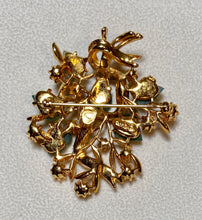 Load image into Gallery viewer, AUTHENTIC SWOBODA FLOWER BROOCH ~ CARVED JADE LEAVES, CORAL