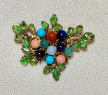 Load image into Gallery viewer, AUTHENTIC SWOBODA FLOWER BROOCH ~ PERIDOT, MULTI-STONE