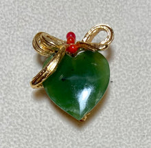 Load image into Gallery viewer, AUTHENTIC SWOBODA HEART BROOCH ~ JADE, CORAL
