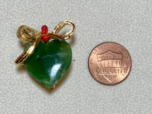 Load image into Gallery viewer, AUTHENTIC SWOBODA HEART BROOCH ~ JADE, CORAL