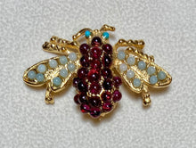Load image into Gallery viewer, AUTHENTIC SWOBODA BEE BROOCH ~ GARNET, ROSE QUARTZ, TURQUOLITE
