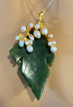 Load image into Gallery viewer, AUTHENTIC SWOBODA JADE LEAF PIN/PENDANT ~ JADE, FRESH WATER PEARL