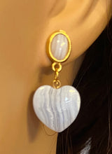Load image into Gallery viewer, AUTHENTIC SWOBODA HEART SHAPED EARRINGS ~ LACE AGATE