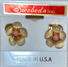 Load image into Gallery viewer, AUTHENTIC SWOBODA EARRINGS ~ MOONSTONE, CORAL