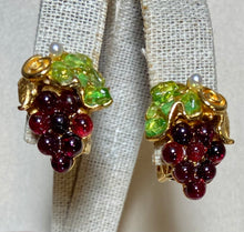 Load image into Gallery viewer, AUTHENTIC SWOBODA GRAPE EARRINGS ~ GARNET, PERIDOT, PEARL