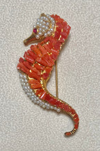 Load image into Gallery viewer, AUTHENTIC SWOBODA SEAHORSE ~ CORAL, PEARL, RUBY EYE
