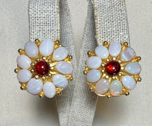 Load image into Gallery viewer, AUTHENTIC SWOBODA EARRINGS ~ Genuine Opal, Garnet ~ Clip-on.
