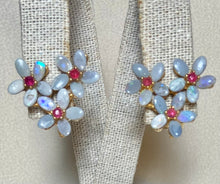 Load image into Gallery viewer, AUTHENTIC SWOBODA EARRINGS ~ GENUINE BLUE OPAL, RUBY ~ Clip-on.
