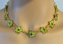 Load image into Gallery viewer, AUTHENTIC SWOBODA FLOWER NECKLACE ~ PERIDOT, SAPPHIRE
