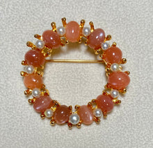 Load image into Gallery viewer, AUTHENTIC SWOBODA WREATH BROOCH ~ MOONSTONE, PEARL

