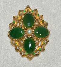 Load image into Gallery viewer, AUTHENTIC SWOBODA GEOMETRIC BROOCH ~ HIGH QUALITY JADE, PERIDOT, PEARL
