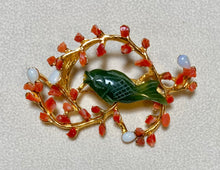 Load image into Gallery viewer, AUTHENTIC SWOBODA FISH BROOCH ~ GENUINE OPAL, CORAL, JADE FISH
