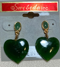 Load image into Gallery viewer, AUTHENTIC SWOBODA HEART SHAPED EARRINGS ~ JADE

