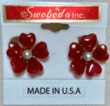 Load image into Gallery viewer, AUTHENTIC SWOBODA EARRINGS ~  CARNELIAN AND PEARL
