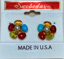 Load image into Gallery viewer, AUTHENTIC SWOBODA EARRINGS ~ MULTI-STONE
