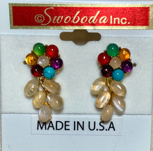 Load image into Gallery viewer, AUTHENTIC SWOBODA EARRINGS ~ MOONSTONE, MULTI-STONE
