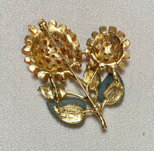 Load image into Gallery viewer, AUTHENTIC SWOBODA FLOWER BROOCH ~ JADE, CARNELIAN, PEARL
