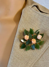 Load image into Gallery viewer, AUTHENTIC SWOBODA FLOWER BROOCH ~ JADE, CORAL
