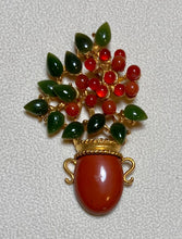 Load image into Gallery viewer, AUTHENTIC SWOBODA VASE FLOWER BROOCH ~ Jade, Carnelian, Jasper
