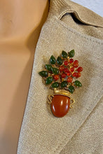 Load image into Gallery viewer, AUTHENTIC SWOBODA VASE FLOWER BROOCH ~ Jade, Carnelian, Jasper
