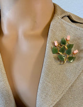 Load image into Gallery viewer, AUTHENTIC SWOBODA FLOWER BROOCH ~ JADE, CORAL
