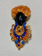 Load image into Gallery viewer, Authentic Swoboda Blackamoor Brooch ~ Carnelian, Opal, Sodalite
