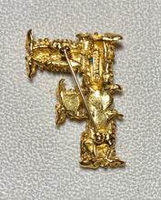 Load image into Gallery viewer, Authentic Swoboda "F" Initial Brooch ~ Amethyst, Peridot, Fresh Water Pearl
