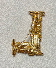 Load image into Gallery viewer, Authentic Swoboda "L" Initial Brooch ~ Coral, Turquolite, Fresh Water Pearl
