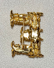 Load image into Gallery viewer, Authentic Swoboda "E" Initial Brooch ~ Carnelian, Peridot, Fresh Water Pearl
