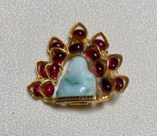 Load image into Gallery viewer, Authentic Swoboda Buddha Brooch ~ Garnet and Jadeite Buddha
