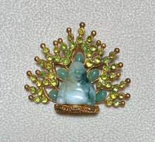 Load image into Gallery viewer, Authentic Swoboda Buddha Brooch ~ Peridot, Jade and Jadeite Buddha
