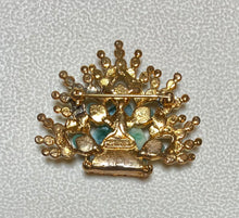 Load image into Gallery viewer, Authentic Swoboda Buddha Brooch ~ Peridot, Jade and Jadeite Buddha
