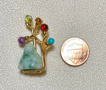 Load image into Gallery viewer, Authentic Swoboda Buddha Brooch ~ Peridot, Garnet, Amethyst, Turquoise and Jadeite Buddha
