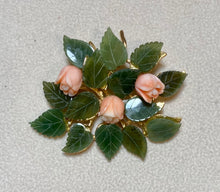 Load image into Gallery viewer, AUTHENTIC SWOBODA FLOWER BROOCH ~ JADE, CORAL
