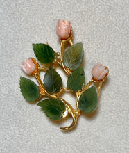Load image into Gallery viewer, AUTHENTIC SWOBODA FLOWER BROOCH ~ JADE, CORAL

