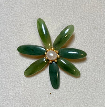 Load image into Gallery viewer, AUTHENTIC SWOBODA FLOWER BROOCH ~ JADE, PEARL
