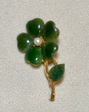 Load image into Gallery viewer, AUTHENTIC SWOBODA FLOWER BROOCH ~ JADE, PEARL
