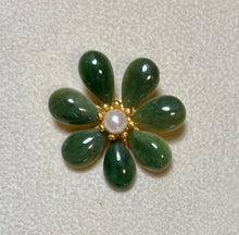 Load image into Gallery viewer, AUTHENTIC SWOBODA FLOWER BROOCH ~ JADE, PEARL

