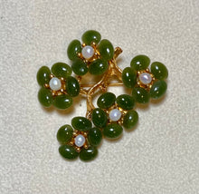 Load image into Gallery viewer, AUTHENTIC SWOBODA FLOWER BROOCH ~ JADE, PEARL
