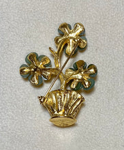 Load image into Gallery viewer, AUTHENTIC SWOBODA FLOWER POT BROOCH ~ JADE, PEARL
