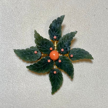 Load image into Gallery viewer, AUTHENTIC SWOBODA FLOWER PIN/PENDANT ~ JADE, CORAL
