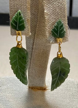 Load image into Gallery viewer, AUTHENTIC SWOBODA EARRINGS ~ JADE LEAVES ~ PIERCED
