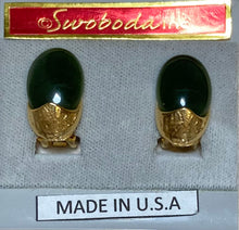 Load image into Gallery viewer, AUTHENTIC SWOBODA EARRINGS ~ JADE ~ CLIP-ON
