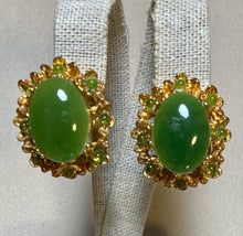 Load image into Gallery viewer, AUTHENTIC SWOBODA EARRINGS ~ JADE, PERIDOT ~ CLIP-ON
