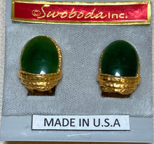 Load image into Gallery viewer, AUTHENTIC SWOBODA EARRINGS ~ JADE ~ CLIP-ON

