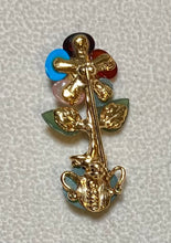 Load image into Gallery viewer, AUTHENTIC SWOBODA FLOWER VASE BROOCH ~ JADE, MULTI-STONE
