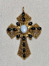 Load image into Gallery viewer, Authentic Swoboda Cross Pendant ~ Genuine Opal and Black Onyx
