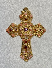 Load image into Gallery viewer, Authentic Swoboda Cross Pendant ~ Coral, Garnet
