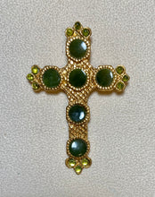 Load image into Gallery viewer, Authentic Swoboda Cross Pendant ~ Jade, Peridot
